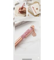 Pembe Simli Ve Püsküllü Tükenmez Kalem