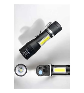 Mey İthalat® El Feneri Led USB Şarjlı Zoom Mini Led Işık Acil Durum Feneri