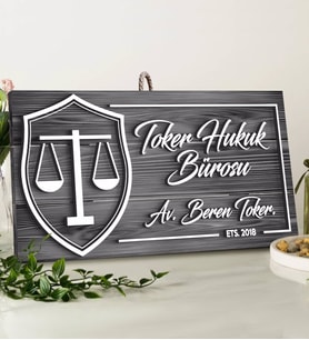 BK Gift Kişiye Özel Avukat Tasarımlı Gri Dekoratif Ahşap Tabela