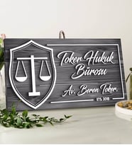 BK Gift Kişiye Özel Avukat Tasarımlı Gri Dekoratif Ahşap Tabela