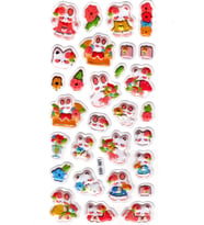 Sticker Kabartmalı Stiker Defter Planlayıcı Etiket (Lde003)-19x9cm - Çiçekli Tavşan Kedi