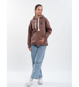Çocuk Kapüşonlu Sırtı Kot Detaylı Sweatshirt