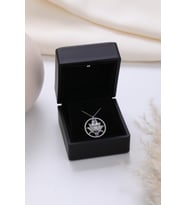 Işıklı Kolye Kutulu Gümüş Lotus Çiçeği Kolye  925 Ayar Gümüş Kolye (Beyaz)