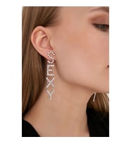 Kadın Sexy Kristal Zirkon Taşlı Harf Model Sallantılı Gümüş Abiye Elbise Günlük Parti Kına Söz Küpe