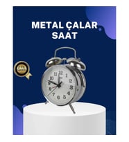 Mey İthalat® Alarmlı Dekoratif Yuvarlak Masa Saati Gümüş Renk Sessiz ve Işıklı