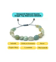 Sertifikalı Amazonit Natural Kesim Makrome Doğal Taş Bileklik Ayarlanabilir Ölçü
