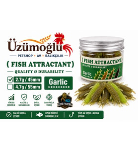 ÜZÜMOĞLU Lion Fishing Fish Attractant Garlic Aromalı Silikon Yem 45mm 2.7g – Yeşil Simli Yüksek Çekicilikli Yapay Yem