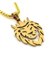 Aslan Lion Kral Paslanmaz Sarı Çelik Erkek Kolye Zincir Q0962
