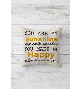 You Are My Sunshine Çift Tarafı Baskılı Gizli Fermuarlı Yastık Kılıfı Kırlent Koltuk Yastık Kılıfı (Kum Beji)