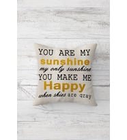 You Are My Sunshine Çift Tarafı Baskılı Gizli Fermuarlı Yastık Kılıfı Kırlent Koltuk Yastık Kılıfı (Kum Beji)