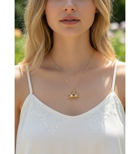 Çelik Gold Taşlı Deniz Yıldızı İncili Açılan Kolye - 25ctr422