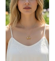 Çelik Gold Taşlı Deniz Yıldızı İncili Açılan Kolye - 25ctr422