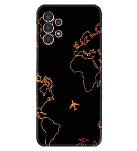 Samsung Galaxy M14 Kılıf Silikon Desen Özel Seri Harita ve Uçak 1777 Uyumlu