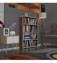 Kenzlife kitaplık süper ga 120*80*19 cvz 4 katlı tek bölme ofis mutfak banyo dolabı arkalıksız (Karışık)