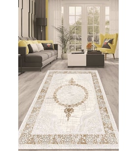 Dijital Kaymaz Taban Yıkanabilir Modern Renkli Salon Halısı Mutfak Halısı Yolluk ND-HT-503 (Krem)