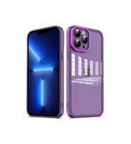 Apple iPhone 13 Pro Uyumlu Kılıf Kamera Korumalı Transparan Zore Post Kapak (Koyu Mor)