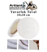 Yuvarlak Tuval 30x30 cm 1 Adet Arkadan Zımbalı Astarlı Resim Tuvali Akrilik Boya Yağlı Boya (Beyaz)