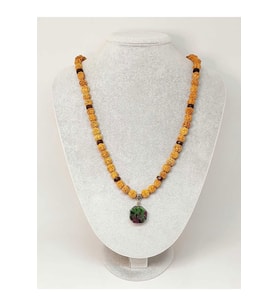 Anyolit Taşlı Rudraksha Tohum Kolye Dolama Bileklik 8mm (49736)
