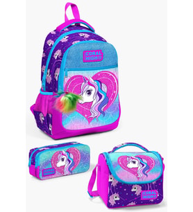Coral High Kids Mor Pembe Unicorn Desenli 3’lü Okul Çanta Seti SET0123492