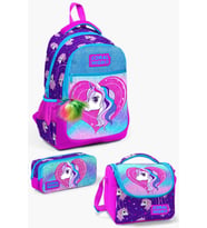 Coral High Kids Mor Pembe Unicorn Desenli 3’lü Okul Çanta Seti SET0123492