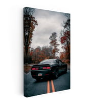 Kanvas Tablo Sonbahar Manzaralı Dodge Challenger Arka Görünüm Dodge Tablosu Ev Ofis Dekoru