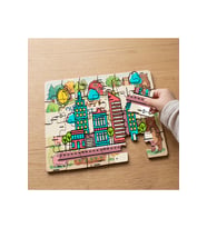 Renkli Binalar Tasarımlı 24 Parça Ahşap Çocuk Puzzle MPK0300