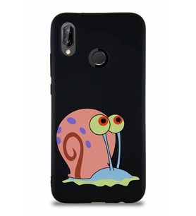 Huawei P20 Lite Soft Premier Kapak Salyangoz Gary Tasarımlı Silikon Kılıf - Siyah (Şeffaf)