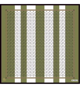 Çizgili Desen Black Seri Twill Eşarp Eşarp Askısı ile Birlikte 90x90 cm Haki Kre