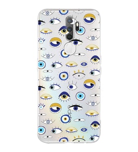 PrintiFy Oppo A5 2020 ile Uyumlu Nazar Boncuğu 2 Baskılı Kamera Korumalı Şeffaf Silikon Kılıf