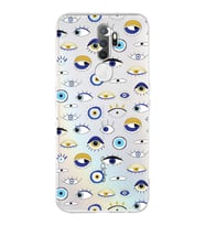 PrintiFy Oppo A5 2020 ile Uyumlu Nazar Boncuğu 2 Baskılı Kamera Korumalı Şeffaf Silikon Kılıf