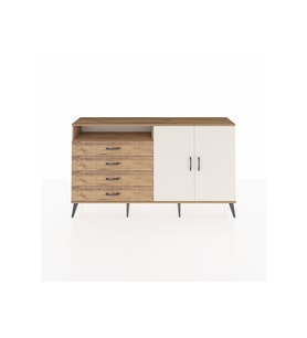 Arges Konsol 3 Raflı 4 Çekmeceli 2 Kapaklı 176x30x99 Çam-Aytaşı/Çam