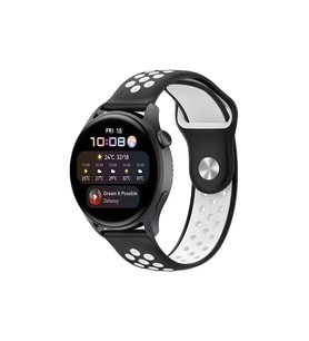 Watch 20Mm Spor Delikli Kordon - Siyah-Beyaz
