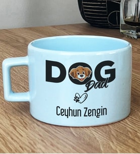 Kişiye Özel Dog Dad Hediye Pastel Fincan Köpek Babası (Mavi)