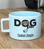 Kişiye Özel Dog Dad Hediye Pastel Fincan Köpek Babası (Mavi)