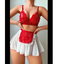 Fantezia Night Kırmızı Puantiye Etekli Kadın Fantezi Kostüm 2072