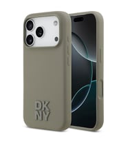 Apple iPhone 17 Pro Uyumlu Kılıf DKNY Orjinal Lisanslı M-safe Şarj Özellikli Metal Logolu Silikon Kapak (Bej)