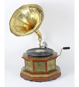 Ahşap Metal Kaplamalı Sekizgen Gramofon