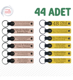 Pudra & Sarı, Dans Atölyesi Katılımcılarına Hediye, 44’lü Set, Tarih ve İsimli Deri Hediyelik