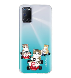 Oppo A52/A72/A92 Uyumlu Kediler Araba Tasarımlı Şeffaf Telefon Kılıfı