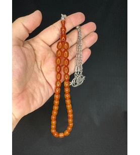 TOZ KEHRİBAR TESBİH AMBER RENKLİ KAPSÜL KESİM 12MMX8MM T-591 (Çok Renkli)