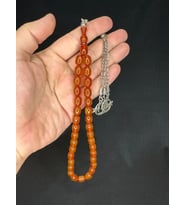 TOZ KEHRİBAR TESBİH AMBER RENKLİ KAPSÜL KESİM 12MMX8MM T-591 (Çok Renkli)
