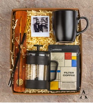 Kişiye Özel Polaroid Fotoğraf - French Press - Siyah Porselen Kupa - 50 Gr Mimosa Filter Coffee - Ahşap Tütsülük - 4 Adet Tütsü - Özel Tasarım Hediye Kutusu