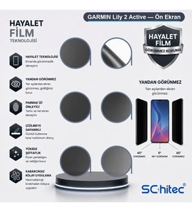 SChitec GARMIN Lily 2 Active Uyumlu Ön Yüzey Hayalet Privacy Hidrojel Ekran Koruyucu
