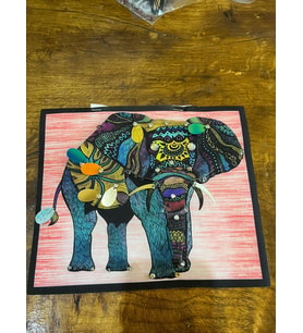 3 BOYUTLU KABARTMA PUL PAYETLİ ZİRKON TAŞLI FİL ARMA DİKİŞ APLİKE 24X20 CM