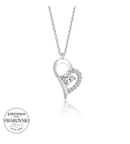 Swarovski Taşlı Gümüş Kalp Tektaş Bayan Kolye