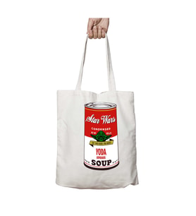 Star Wars Campbells Soup Yoda Andy Warhol iki Tarafı Kalıcı Baskılı Yıkanabilir Çanta