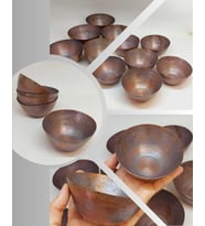 Dekoratif Otantik El Yapımı Minimal Bakır Kase 6'lı Set