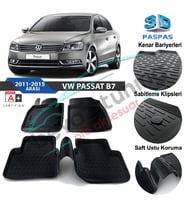 Volkswagen Passat B7 Havuzlu 3D Paspas Niken Siyah 2011-2015