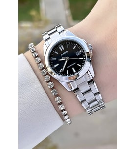 Casio CSISTE155 Kadranı Siyah Kordonu Gümüş Renk Kadın Kol Saati