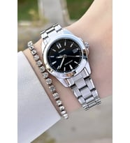Casio CSISTE155 Kadranı Siyah Kordonu Gümüş Renk Kadın Kol Saati